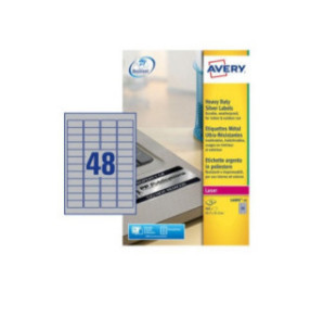 ETIQUETTE AVERY/ZWECK.A4 45,7X21,2MM 20FLS ARGENTE ULTRA RESIST.