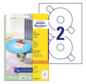 ETIQUETTE AVERY/ZWECK A4 Ø117MM 25FLS CD