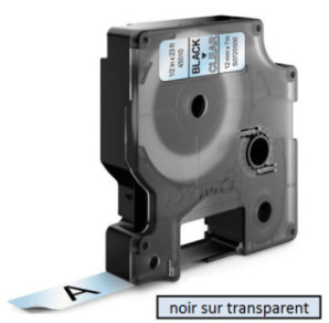 DYMO RUBAN D1 12MMX7M NOIR/TRANSP. (45010)