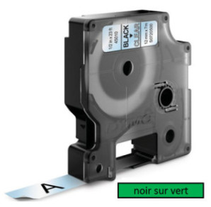 DYMO RUBAN D1 12MMX7M NOIR/VERT (45019)