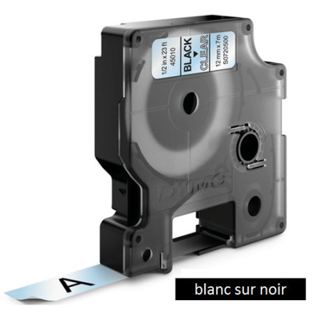 DYMO RUBAN D1 12MMX7M BLANC/NOIR (45021)