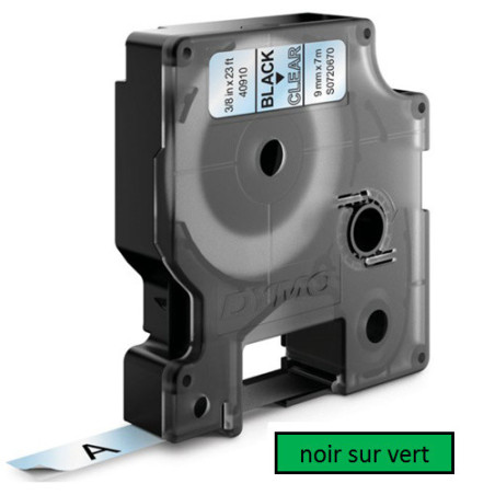 DYMO RUBAN D1 9MMX7M NOIR/VERT (40919)