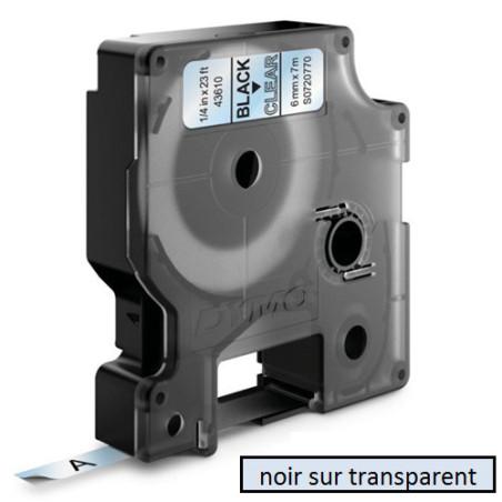 DYMO RUBAN D1 6MMX7M NOIR/TRANSP. (43610)